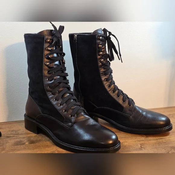 🤩Host Pick❤️Aquatalia Brigatta Suede/Leather Combat Boot Women's Sz 8.5 - Picture 2 of 10